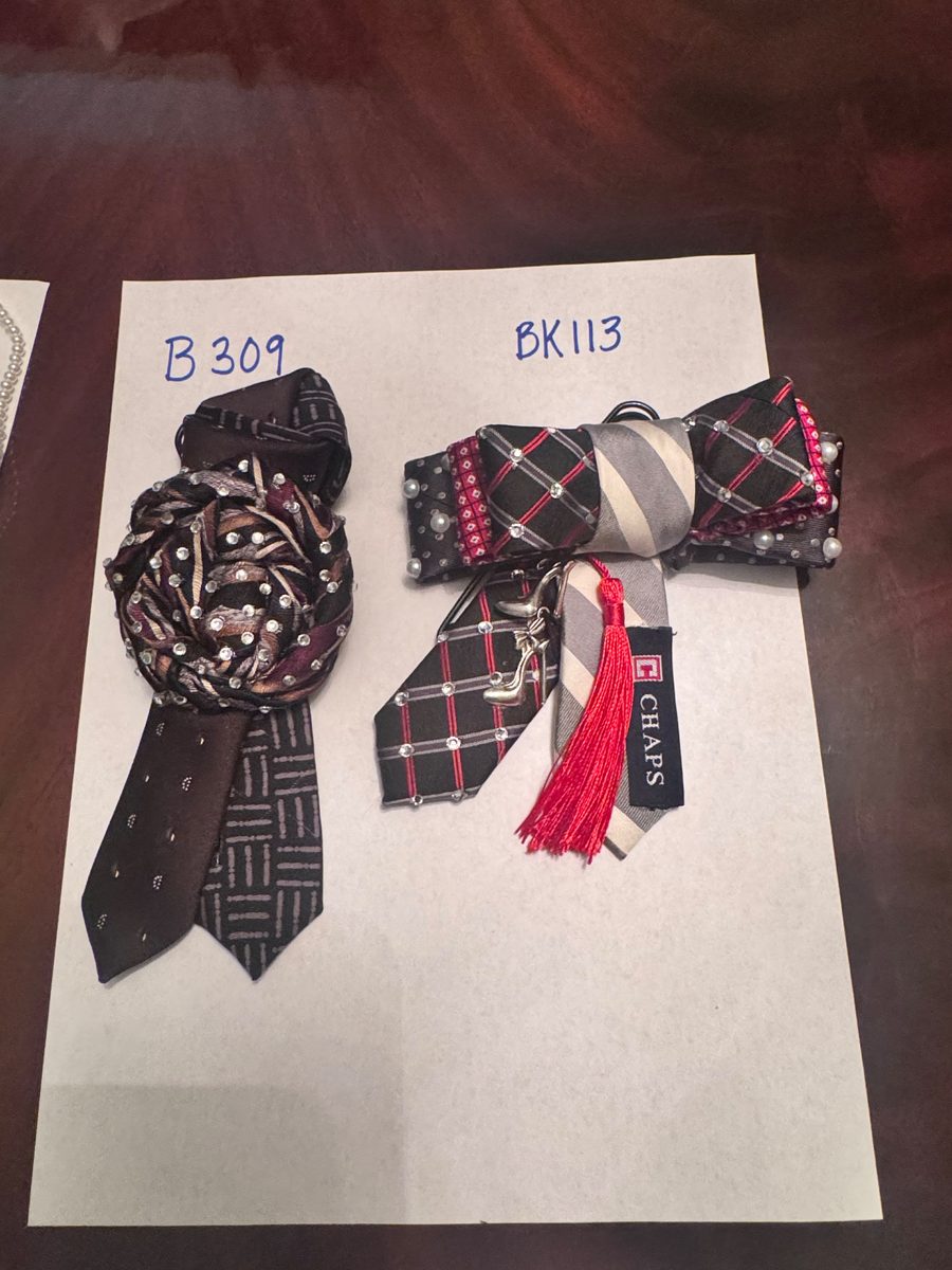 Style B309 black rosette and Style BK113 bowtie tie necklaces
